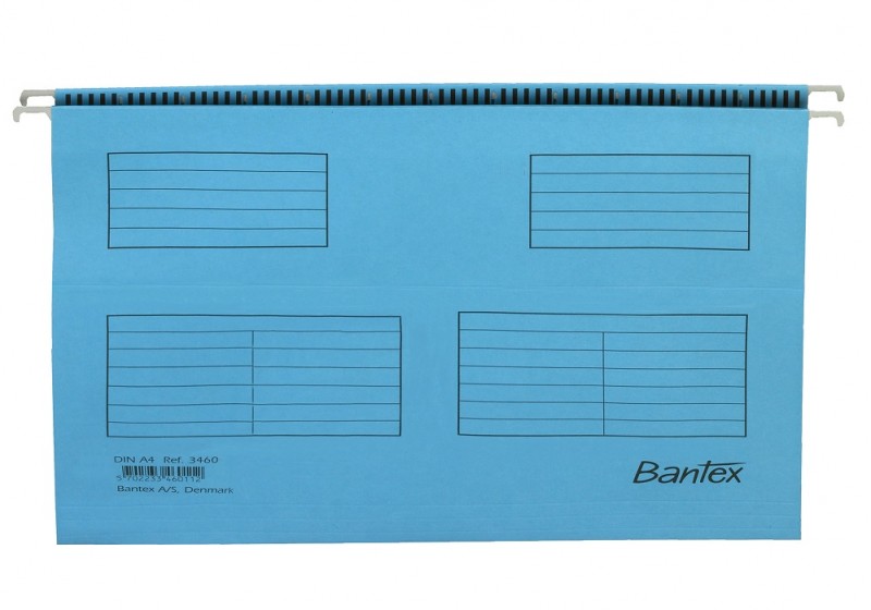 Dosar suspendabil cu eticheta, bagheta metalica, carton 230g/mp, 25 buc/cutie, Bantex - albastru