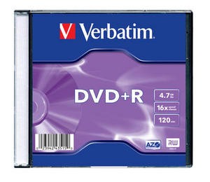 DVD+R, 4.7GB, 16X, carcasa slim, VERBATIM Matt Silver