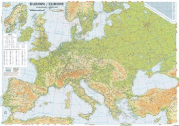 Harta plastifiata, Europa fizica si rutiera, 100 x 70cm, AMCO PRESS