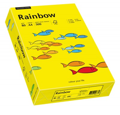 Hartie color, A4, 80 g/mp, 500 coli/top, galben intens (intensive yellow), RAINBOW