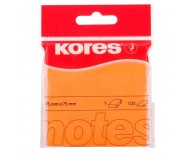 Notes Adeziv neon 75 x 75 mm 100 File Kores, portocaliu
