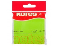 Notes Adeziv neon 75 x 75 mm 100 File Kores, verde