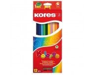 Creioane Colorate 12 Culori cu Ascutitoare Triunghiulare Kores