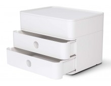 Suport cu 2 sertare + cutie ustensile HAN Allison Smart Box Plus - alb snow