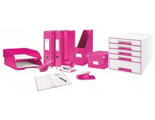Biblioraft Leitz 180 WOW, carton laminat, partial reciclat, FSC, A4, 52 mm, roz