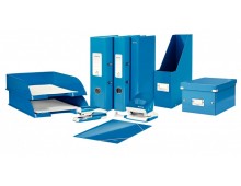 Biblioraft Leitz 180 WOW, carton laminat, partial reciclat, FSC, A4, 52 mm, albastru