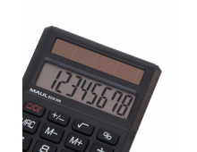 Calculator de buzunar MAUL ECO250, 8 digits, realizat din plastic reciclat, incarcare solara - negru