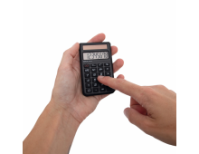 Calculator de buzunar MAUL ECO250, 8 digits, realizat din plastic reciclat, incarcare solara - negru