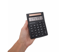 Calculator de birou MAUL ECO650, 12 digits, realizat din plastic reciclat, incarcare solara - negru