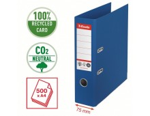 Biblioraft Esselte No.1 Power Recycled, carton CO2 neutru, 100% reciclat, FSC, A4, 75 mm, albastru