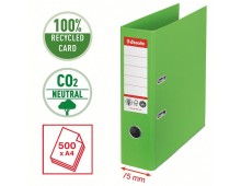 Biblioraft Esselte No.1 Power Recycled, carton CO2 neutru, 100% reciclat, FSC, A4, 75 mm, verde