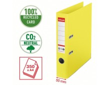 Biblioraft Esselte No.1 Power Recycled, carton CO2 neutru, 100% reciclat, FSC, A4, 50 mm, galben