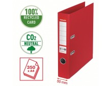 Biblioraft Esselte No.1 Power Recycled, carton CO2 neutru, 100% reciclat, FSC, A4, 50 mm, rosu