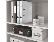 Biblioraft Leitz 180 WOW, carton laminat, partial reciclat, FSC, A4, 52 mm, alb