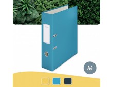 Biblioraft Leitz 180 Cosy, carton laminat, partial reciclat, FSC, A4, 80 mm, albastru celest