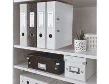 Biblioraft Leitz 180 WOW, carton laminat, partial reciclat, FSC, A4, 80 mm, alb