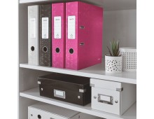 Biblioraft Leitz 180 WOW, carton laminat, partial reciclat, FSC, A4, 80 mm, roz