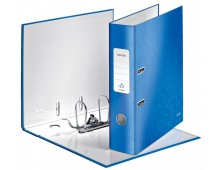 Biblioraft Leitz 180 WOW, carton laminat, partial reciclat, FSC, A4, 80 mm, albastru