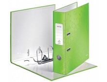 Biblioraft Leitz 180 WOW, carton laminat, partial reciclat, FSC, A4, 80 mm, verde