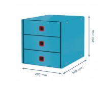 Cabinet cu sertare LEITZ Cosy Click & Store, 3 sertare, carton laminat, A4, albastru celest