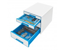 Cabinet cu sertare, 4 sertare, alb/albastru, LEITZ WOW
