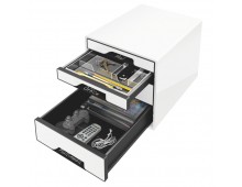 Cabinet cu sertare, 4 sertare, alb, LEITZ Black & White