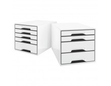 Cabinet cu sertare, 4 sertare, alb, LEITZ Black & White