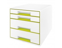 Cabinet cu sertare, 4 sertare, alb/verde, LEITZ WOW