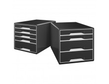 Cabinet cu sertare, 4 sertare, negru, LEITZ Black & White