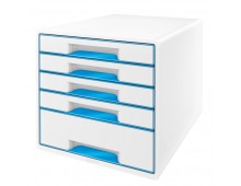 Cabinet cu sertare, 5 sertare, alb/albastru, LEITZ WOW
