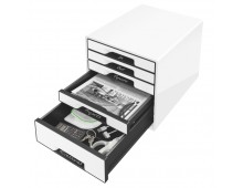 Cabinet cu sertare, 5 sertare, alb, LEITZ Black & White