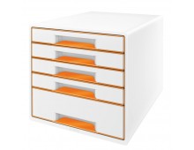 Cabinet cu sertare, 5 sertare, alb/portocaliu, LEITZ WOW