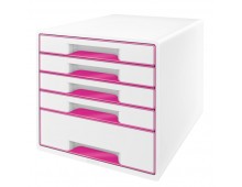 Cabinet cu sertare, 5 sertare, alb/roz, LEITZ WOW