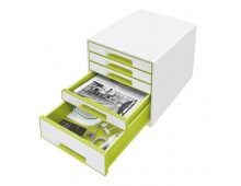 Cabinet cu sertare, 5 sertare, alb/verde, LEITZ WOW
