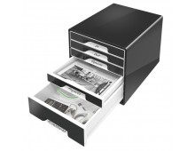 Cabinet cu sertare, 5 sertare, negru, LEITZ Black & White