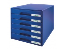 Cabinet cu sertare, 6 sertare, albastru, LEITZ Plus