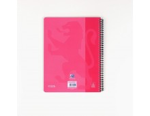Caiet cu spirala, OXFORD School Touch, A4, 70 file-90g/mp, 4 perf, coperta carton roz - mate