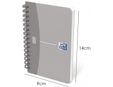 Caiet cu spirala, OXFORD Office Essentials, 9x14cm, 90 file - 90g/mp, coperta carton - mate