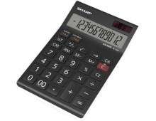 Calculator de birou, 12 digits, 176 x 112 x 13 mm, dual power, SHARP EL-125TWH - negru/alb