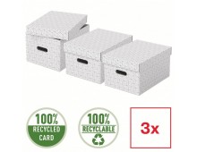 Cutie depozitare Esselte Recycled, carton, 100% reciclat, FSC, 36x26x20 cm, cu capac, 3 buc/set, alb