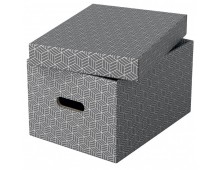 Cutie depozitare Esselte Recycled, carton, 100% reciclat, FSC, 36x26x20 cm, cu capac, 3 buc/set, gri