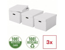 Cutie depozitare Esselte Recycled, carton, 100% reciclat, FSC, 51x35x30 cm, cu capac, 3 buc/set, alb