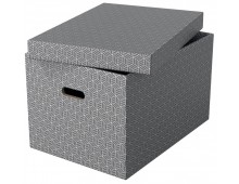 Cutie depozitare Esselte Recycled, carton, 100% reciclat, FSC, 51x35x30 cm, cu capac, 3 buc/set, gri