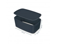 Cutie depozitare LEITZ Cosy MyBox, PS, cu capac, 31x12x19 cm, gri antracit
