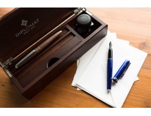 Cutie din lemn pentru instrumente de scris, calimara inclusa, Diplomat - wenge