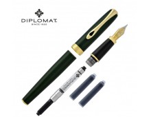Stilou DIPLOMAT Excellence A2, cu penita M, din otel inoxidabil - Evergreen Gold