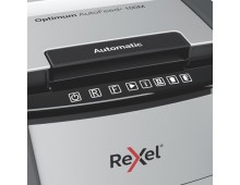 Distrugator documente automat REXEL OPTIMUM 100M, P5, micro-cut (particule), 100 coli, cos 34l, negr