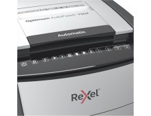 Distrugator documente automat REXEL OPTIMUM 750X, P4, cross-cut (confeti), 750 coli, cos 140l, negru