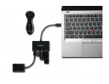 Hub USB Kensington, 4 porturi (2 USB-A, 2 USB-C), conexiune USB-C, negru