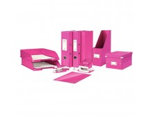 Caiet mecanic Leitz WOW, carton laminat, partial reciclat, FSC, A4, mecanism 2DR, inel 25 mm, roz